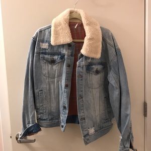 Free People Sherpa collar jean jacket